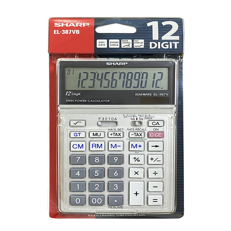 SHARP 샤프 계산기 EL-387V 세금 날짜 컴퓨터 미디엄 솔라 쉐이크 쉐이킹 헤드 무료 배송