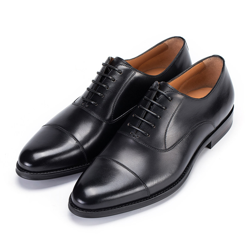 同升和手工定制休闲男黑皮鞋进口牛皮男士商务正装鞋时尚系带男鞋