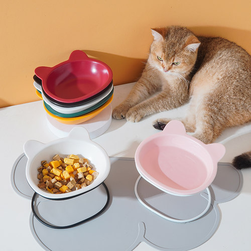 猫碗陶瓷猫食盆双碗狗碗狗盆吃饭喝水保护颈椎狗狗猫咪碗宠物用品 - 封面