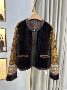 现货清仓海宁皮草鹅绒服民族国风新中式皮毛一体羽绒外套短款