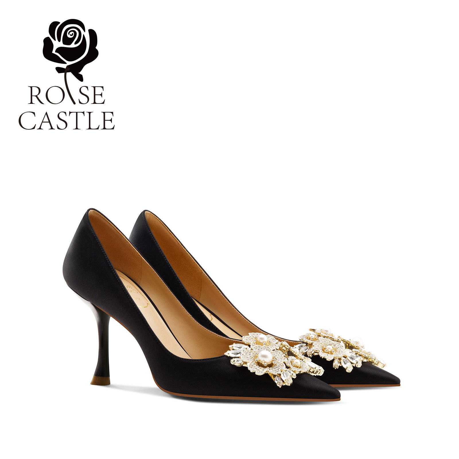 魅影之花rosecastle时尚优雅轻奢高跟鞋气质百搭宴会礼服婚
