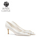 castle 原创手工刺绣婚鞋 女新娘鞋 十二星座rose 白色绸缎高跟单鞋