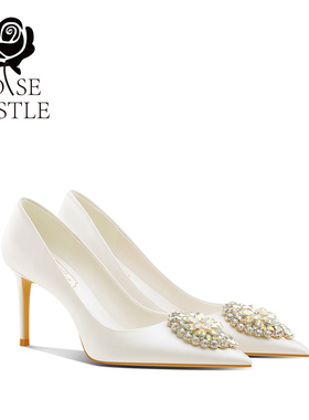璀璨之花rose castle法式婚鞋女婚纱新娘鞋白色轻奢高跟宴会单鞋