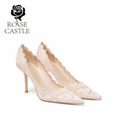 公主殿下 蕾丝单鞋 rose castle婚鞋 女法式 婚宴鞋 旗袍高跟鞋