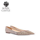 rose 日常两穿主婚纱水晶单鞋 castle平底婚鞋 女不累脚孕妇新娘鞋