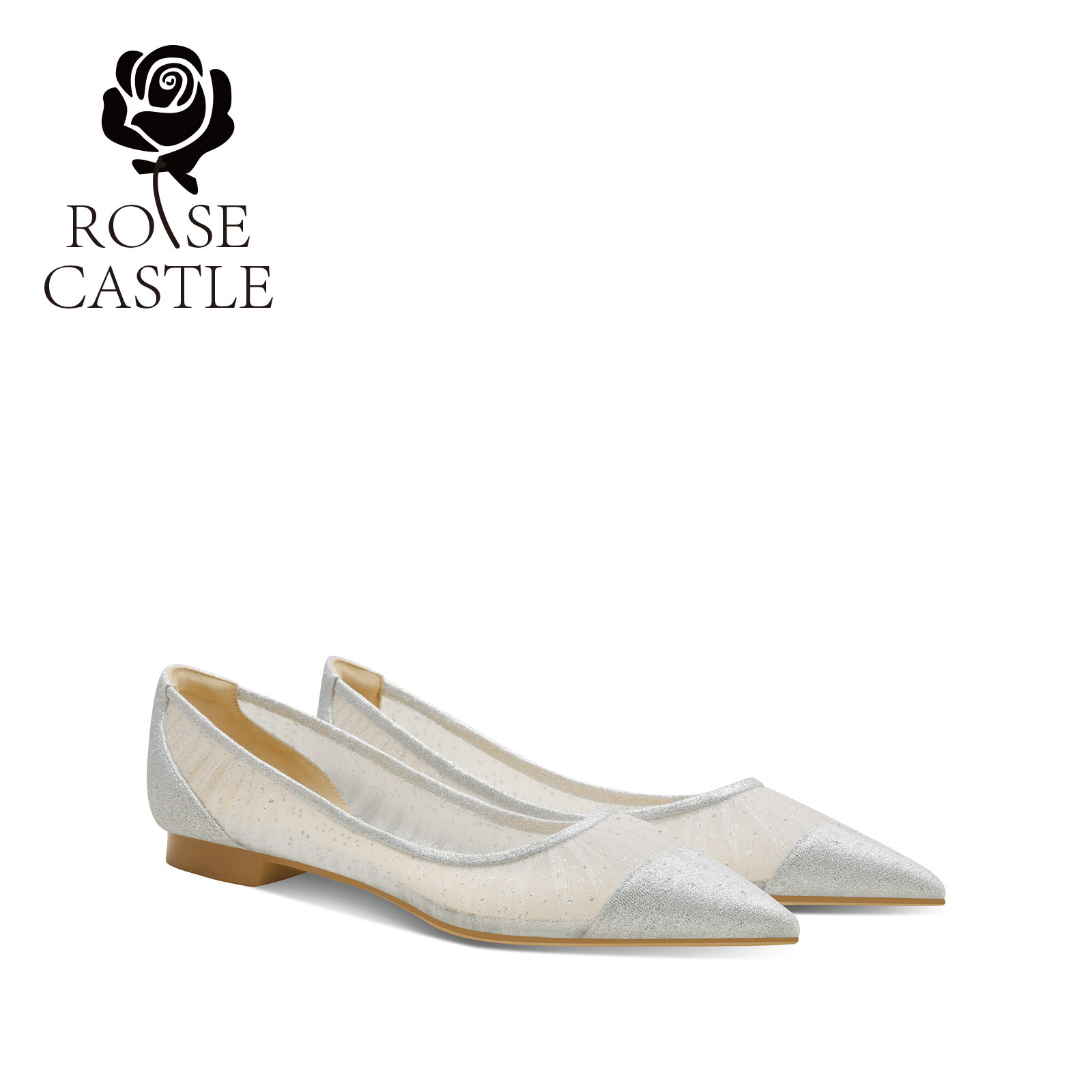 rosecastle 日常婚纱两穿平底婚鞋女新娘鞋尖头网纱浅口单鞋,女鞋,婚鞋,淘宝优惠券,粉丝福利购,淘宝优惠卷