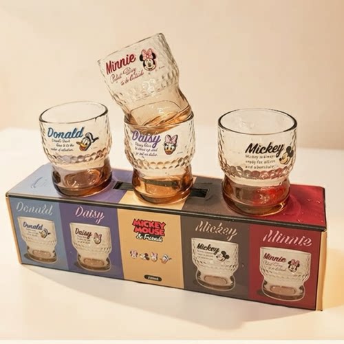 玻璃杯水杯套装迪士尼卡通杯