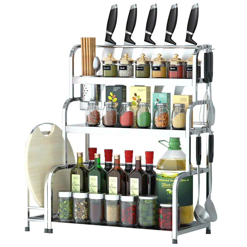 厨房调料置物架调味品台面家用多功能筷子刀架不锈钢多层收纳架子