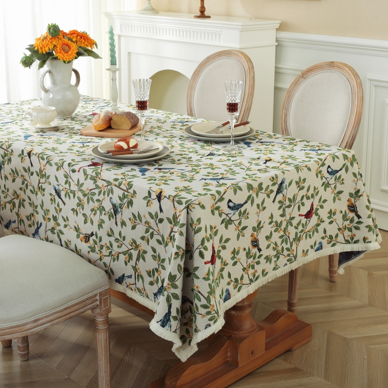 美式乡村田园风棉麻提花布艺餐桌布高级感茶几盖布长方形家用台布