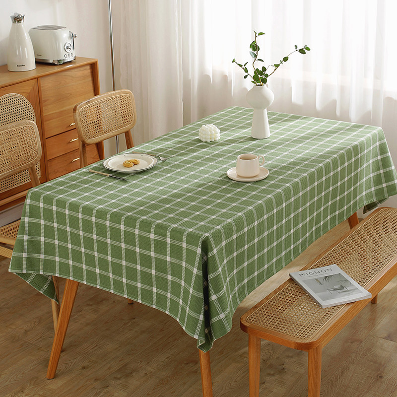 格子棉麻布艺餐桌布加厚大格餐桌布茶几盖巾小方块北欧小清新高级,居家布艺,桌布,淘宝优惠券,粉丝福利购,淘宝优惠卷