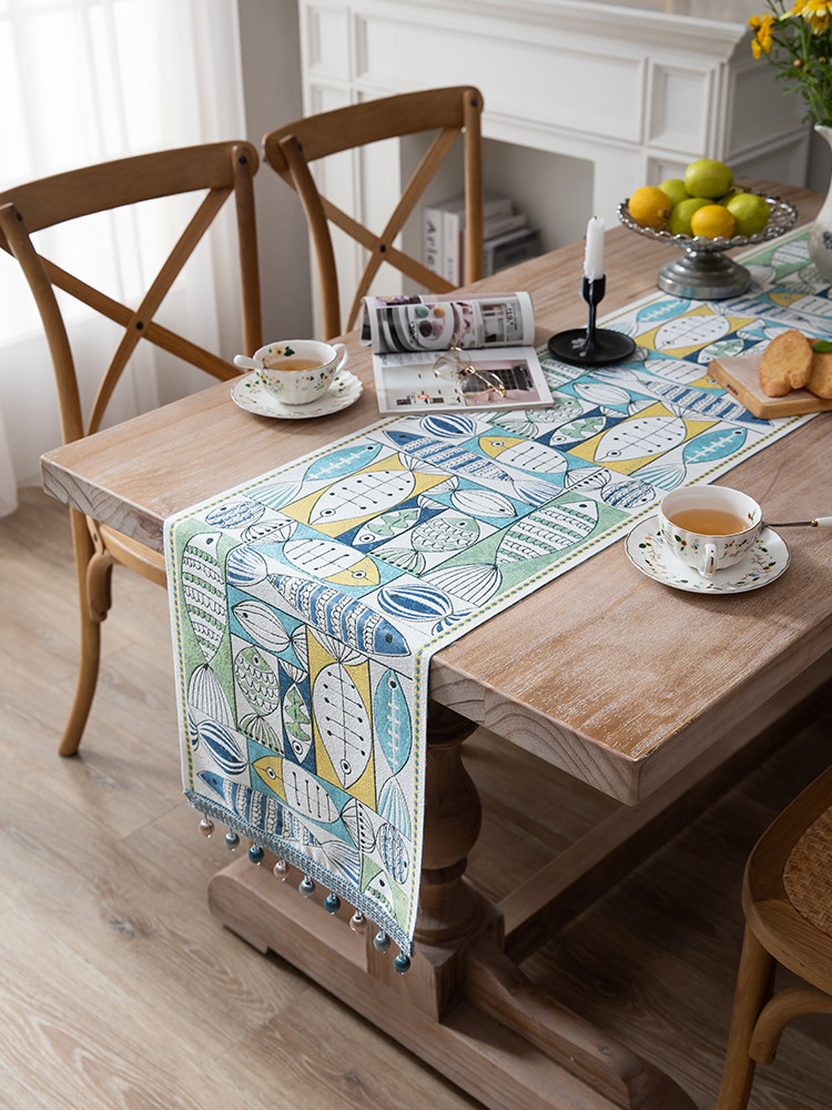 美国无障碍豪华提花织物桌轮与鱼每年长桌布咖啡桌餐桌电视柜装饰,居家布艺,桌旗,淘宝优惠券,粉丝福利购,淘宝优惠卷