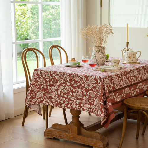 安娜丽丝美式棉麻印花桌布氛围感