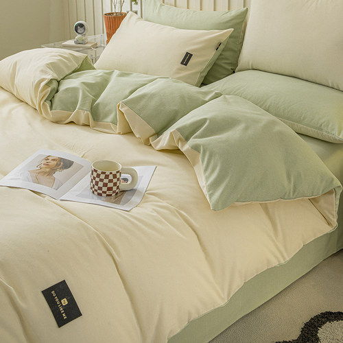 简约款纯棉磨毛被套单件加厚纯色