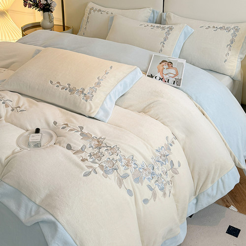 加厚牛奶绒四件套秋冬季新款