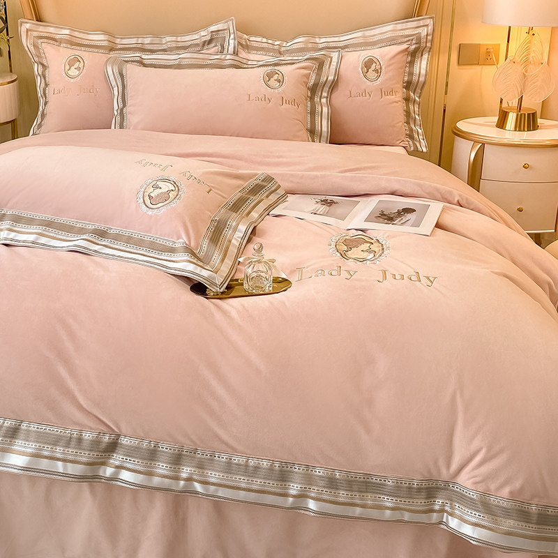 冬天婴儿绒四件套珊瑚绒床单被套床笠牛奶绒法兰绒床上用品秋冬季