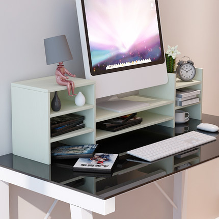 翊通 桌上书架创意置物架 简约桌面收纳架办公桌显示器增高组合架