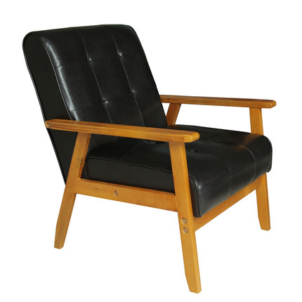 翊通 日式小户型皮艺实木沙发 现代简约北欧客厅单人三人沙发椅子