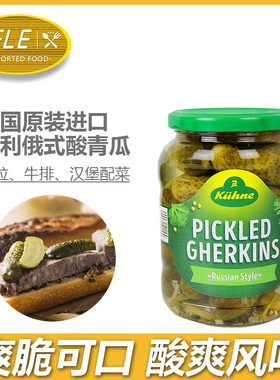德国进口 冠利俄式酸黄瓜670g腌制酸青瓜 西餐汉堡搭档 多省包邮