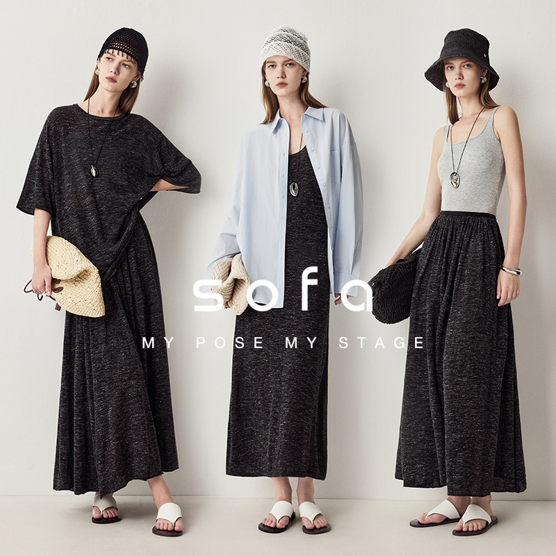 sofa松弛感老钱风花纱亚麻套装