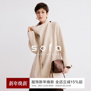 极简row风羊毛大衣 sofa羊毛骆驼绒时髦设计感简约外套女
