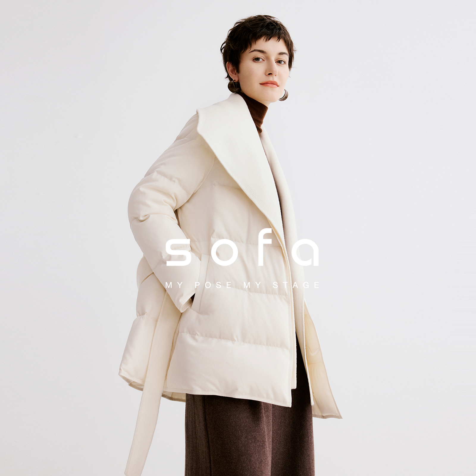 sofa高级大翻领羽绒服