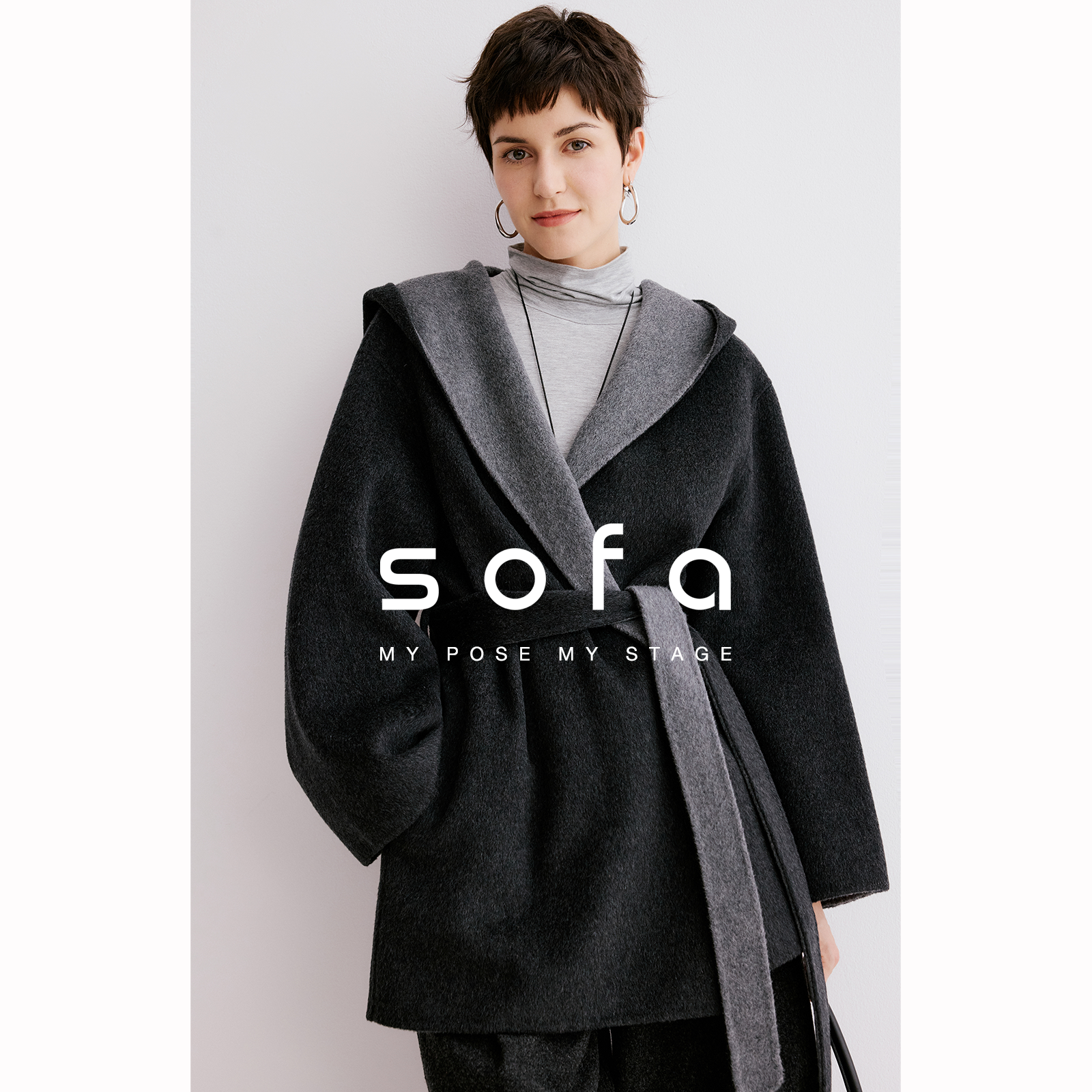 sofa极简高级风撞色大衣