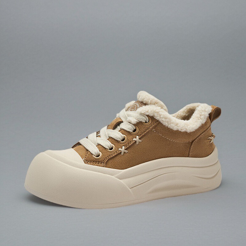 卓诗尼2025年秋季新款时尚百搭休闲女款蘑菇鞋毛毛鞋板鞋