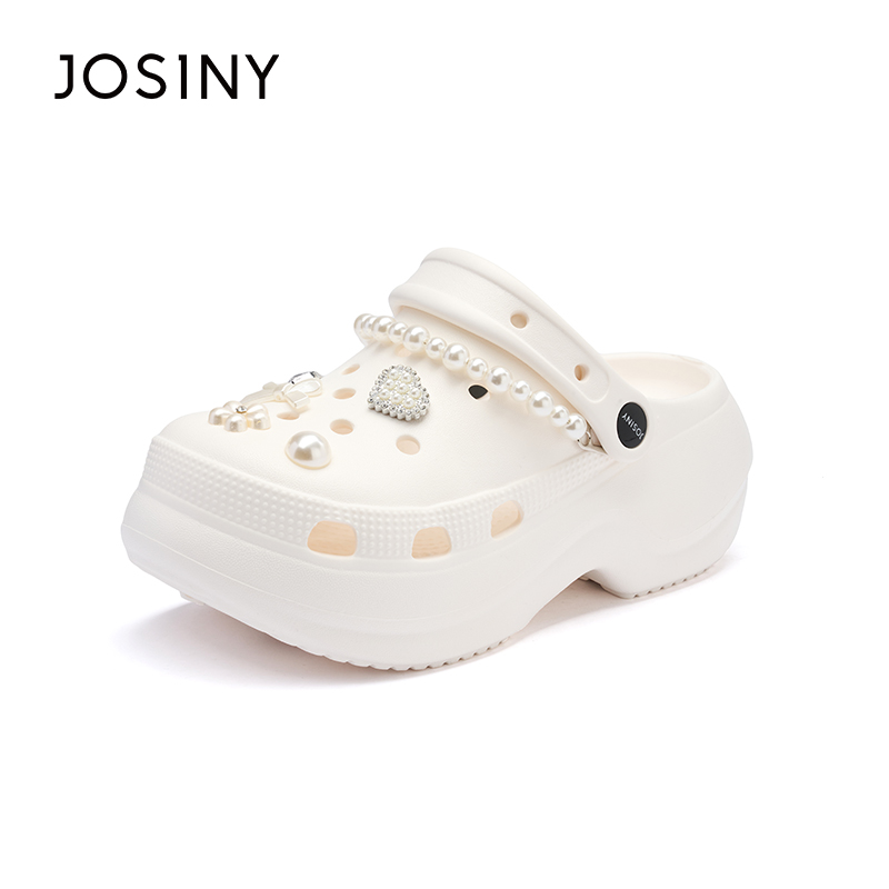 卓诗尼2025年夏季新款厚底洞洞鞋女款女鞋子休闲简约洞洞鞋