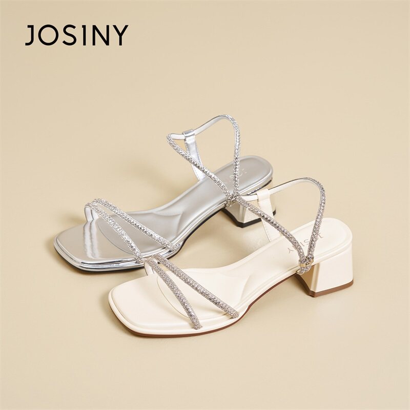 卓诗尼2026年夏季新款名媛风水钻绑带凉鞋一字带高级感不累脚女鞋