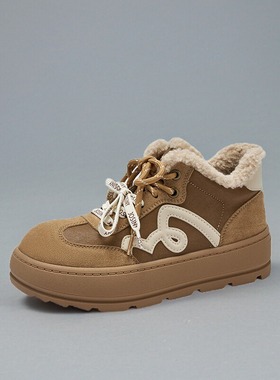 卓诗尼2025年冬季新款时尚休闲Near系列板鞋女鞋毛毛鞋子