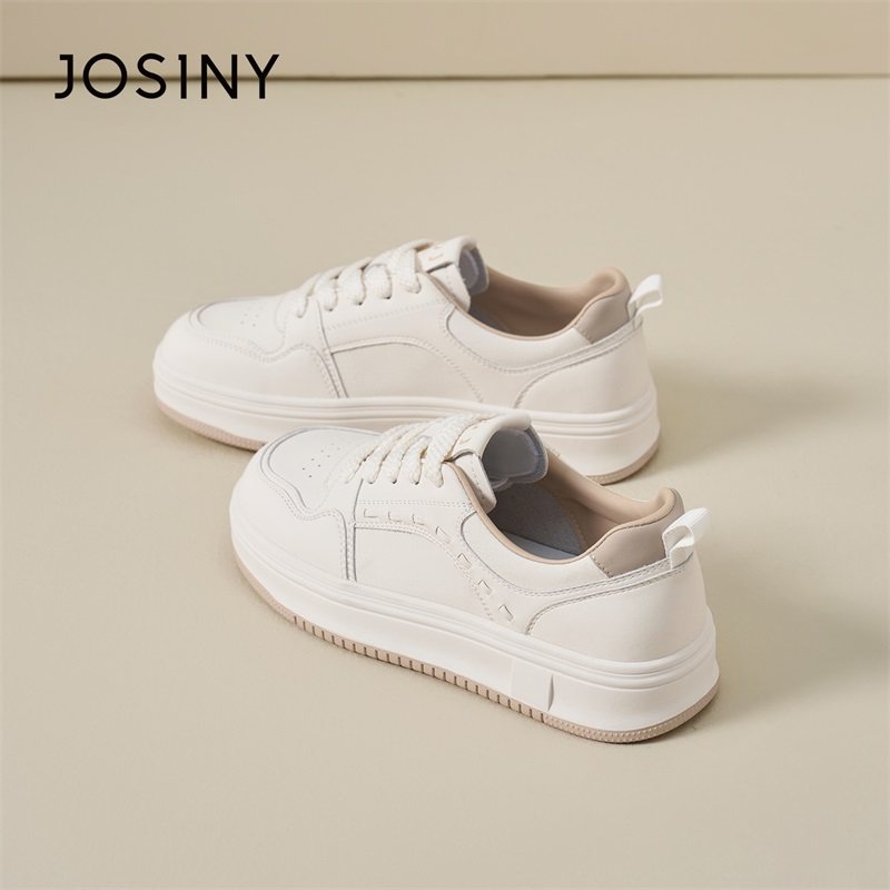 卓诗尼2026年春季新款厚底小白鞋女休闲板鞋百搭舒适系带运动鞋,女鞋,休闲板鞋,淘宝优惠券,粉丝福利购,淘宝优惠卷
