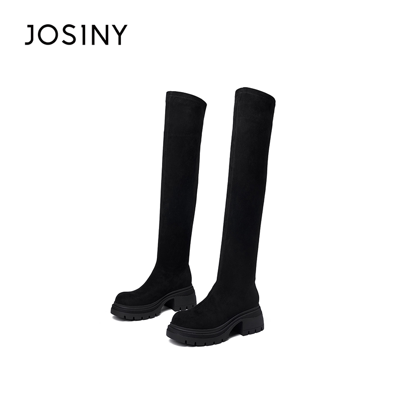 卓诗尼2025年秋季新款时尚百搭过膝骑士靴休闲女款弹力靴长筒靴