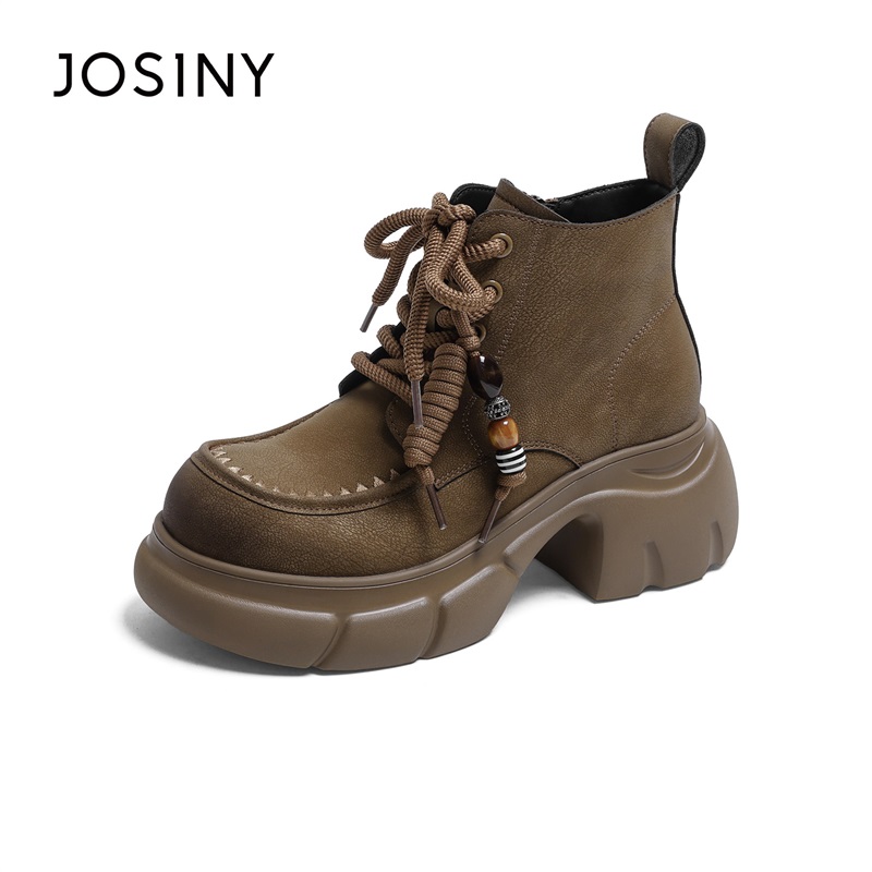 卓诗尼2025年秋季新款时尚百搭休闲女款厚底增高马丁靴女短靴