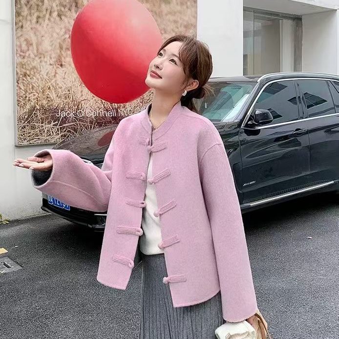 诺诺新中式盘扣时尚百搭显瘦气质羊毛外套（含100绵羊毛）72