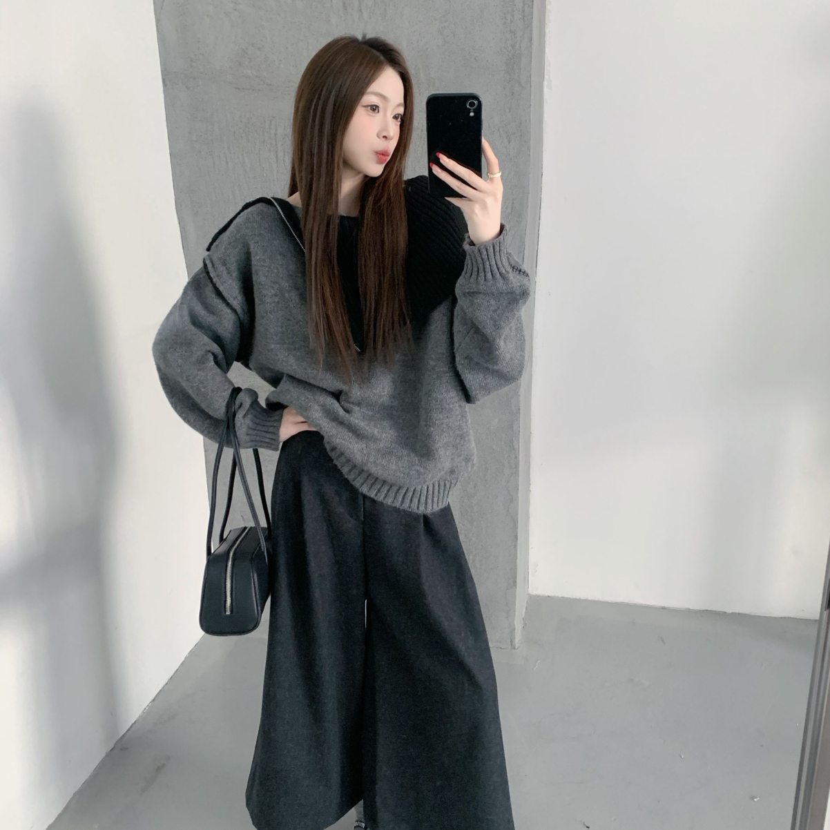 诺诺新品韩系百搭宽松7分裤休闲裤含70羊毛107
