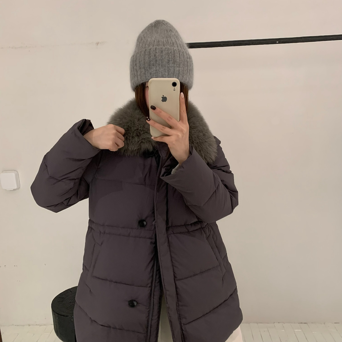 诺诺小众设计领环保皮毛仿毛可拆卸)(含90白鸭绒)CC7131