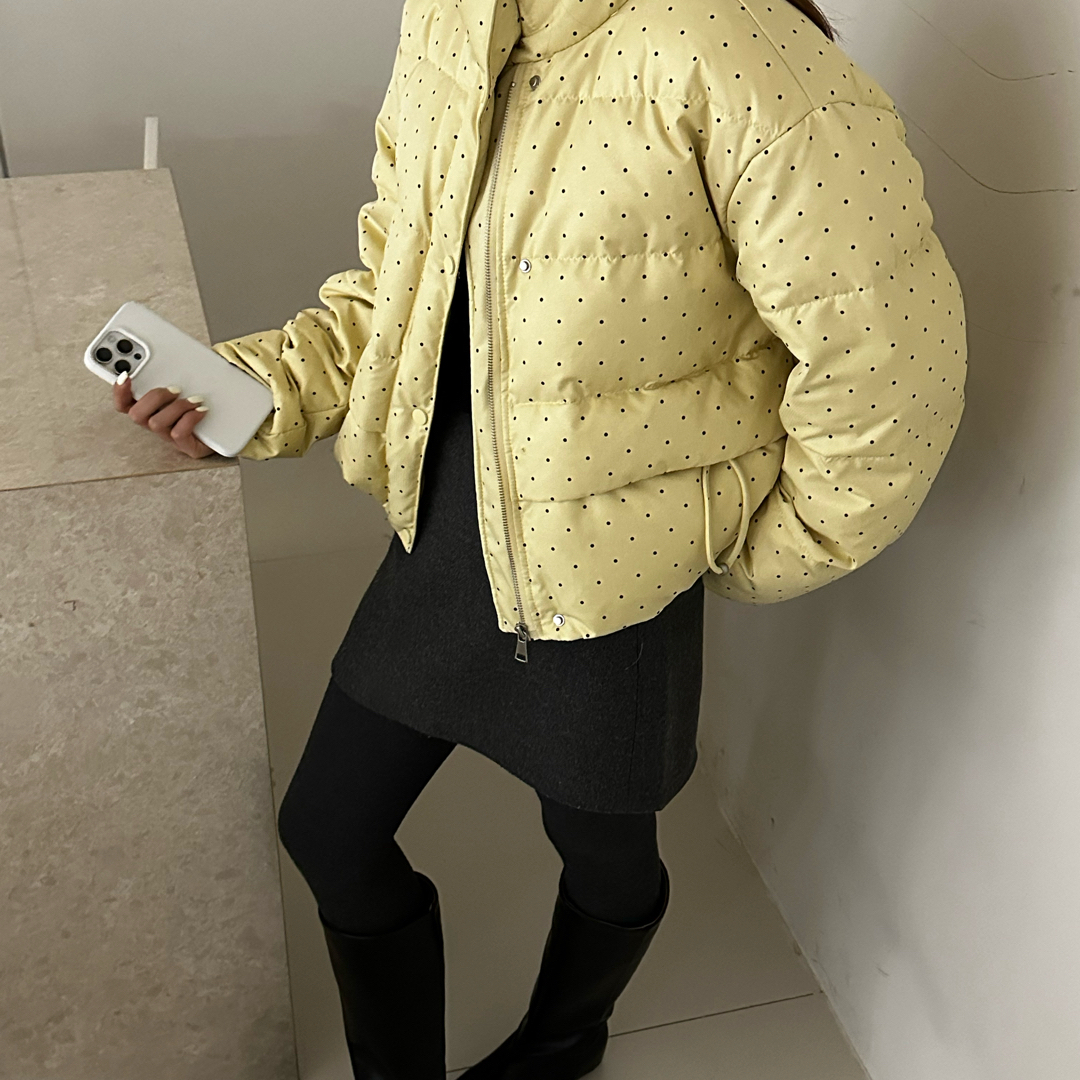 诺诺小众冬上新韩版设计感波点宽松百搭保暖羽绒服外套25207