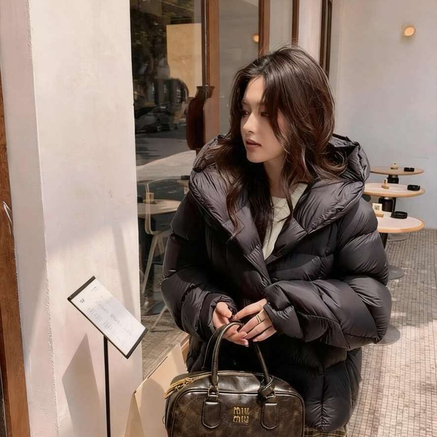 诺诺家两相宜连帽暗门襟保暖羽绒服外套(配帽子不可拆卸)LK102M