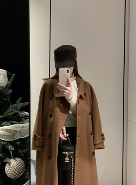 诺诺极简双排口显瘦长款不挑人羊毛外套(含70.3绵羊毛)10902W01