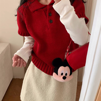 诺诺小众女2026新款polo领叠穿百搭针织保暖毛衣T9090