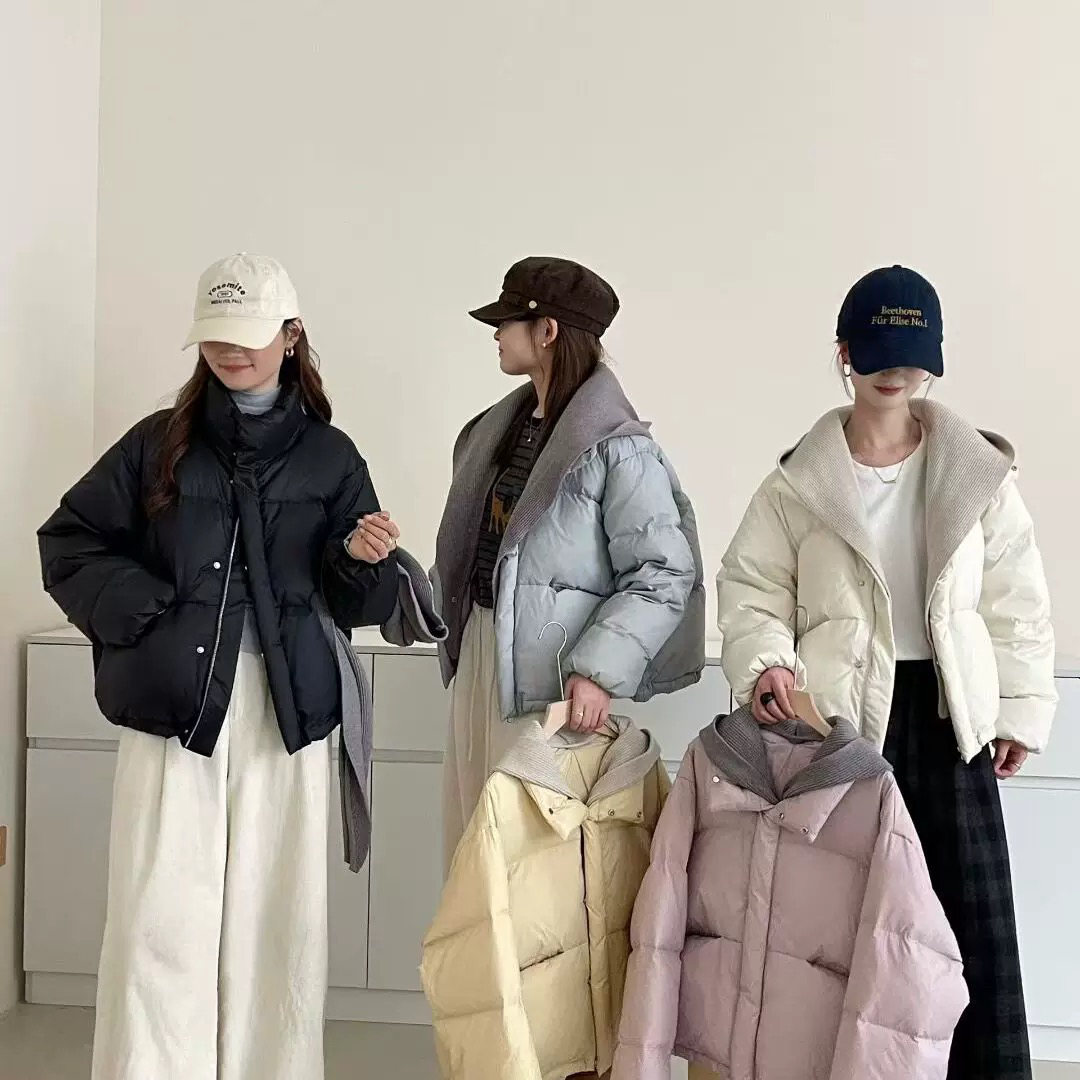 诺诺小众冬上新欧货面包服纯色休闲保暖棉服外套(配可拆帽子)3998