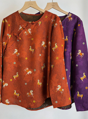 诺诺设计店早春上新新中式人丝香云纱提花国风上衣小衫A9737