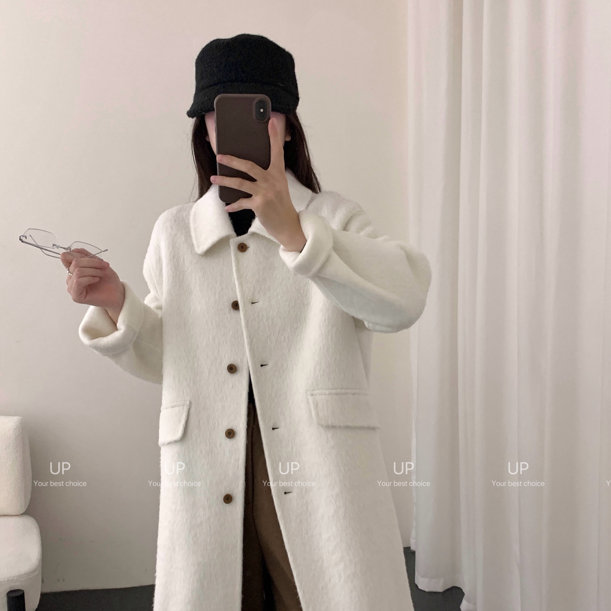 UP-10苏利韩系极简大牌经典款羊驼韩代款羊毛外套含70羊毛082