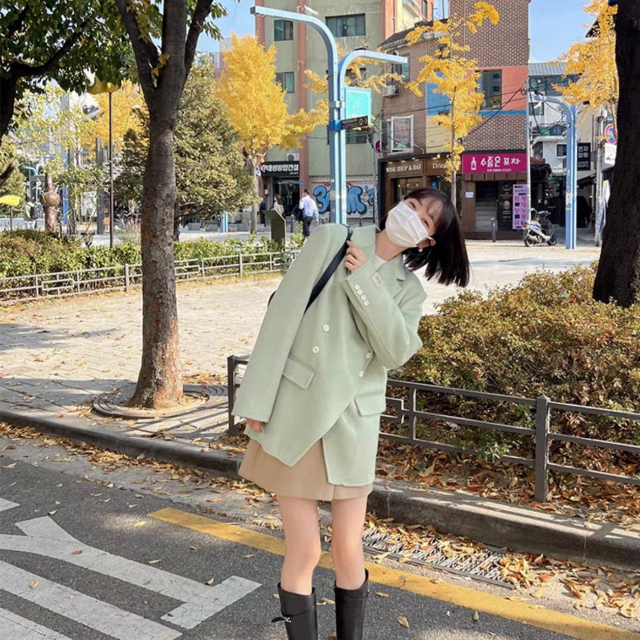 诺诺质韩系不规则下摆羊毛外套（含100羊毛）(颜色成份不一样)S31