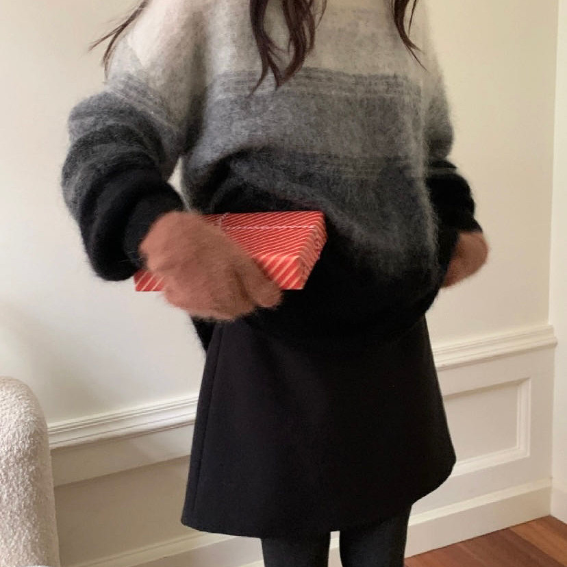 诺诺小众爆的渐变晕染加厚毛衣保暖毛衣（含72马海毛）YS2-25116