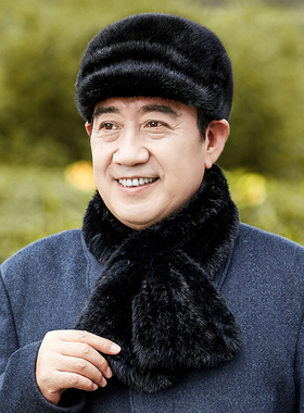 男士冬季水貂毛皮草鸭舌雷克帽