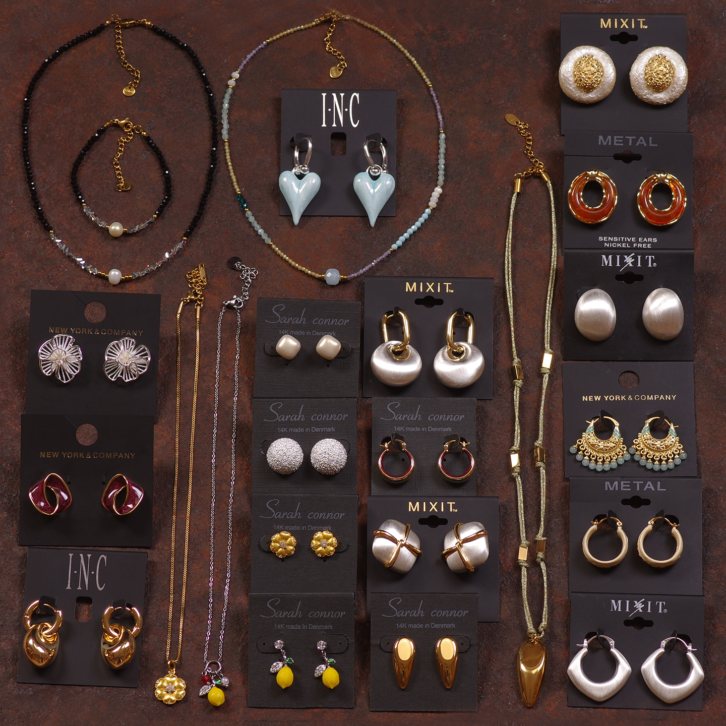 金银撞色宫廷柠檬项链串珠水晶