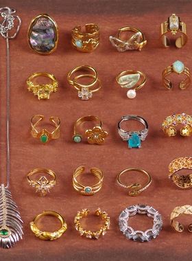 鲍鱼贝羽毛蝴蝶女镂空戒指设计师