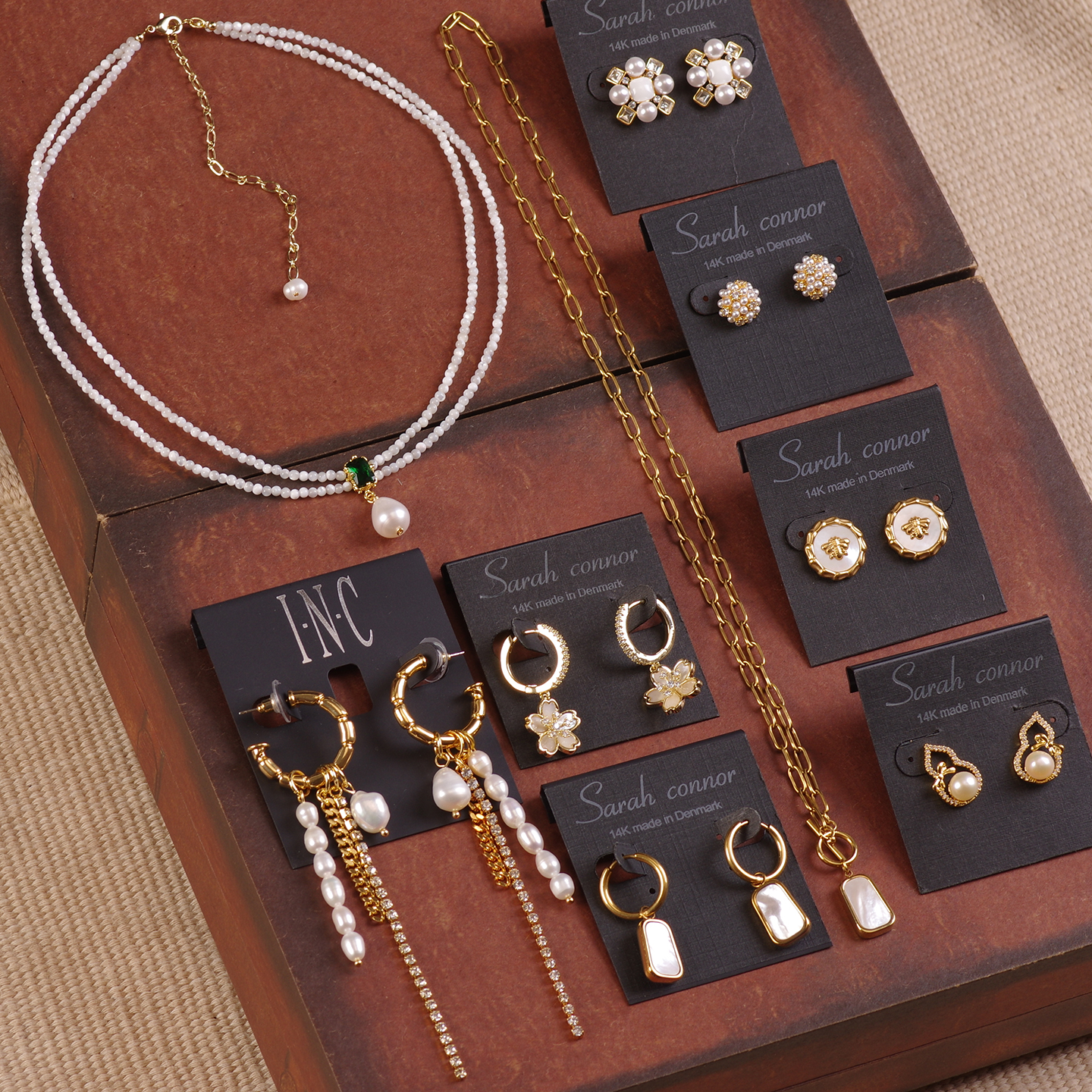 天然贝壳淡水珍珠葫芦项链耳环女