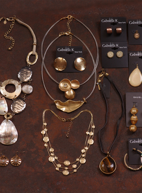 J87这批老好货等三年孤品打版样品KC秀款女夸张项链圈耳钉中古着